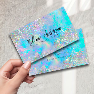 Holographic Opal Stone Glitter  Business Card