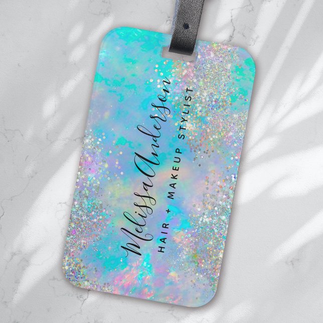 Holographic Opal Stone Glitter Calligraphy Luggage Tag (Creator Uploaded)