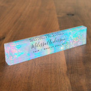 Holographic Opal Stone Glitter Calligraphy Nameplate