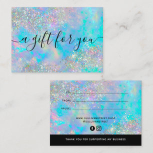 Holographic Opal Stone Glitter Gift Certificate Card