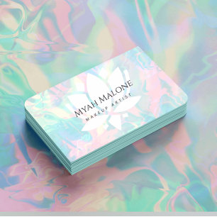 Holographic Opal Stone lotus  Business Card