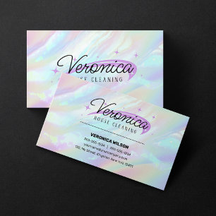 Holographic Opal Stone Maid House Cleaning Business Card