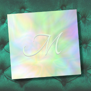 Holographic pastel gradient opal monogram initial post-it notes