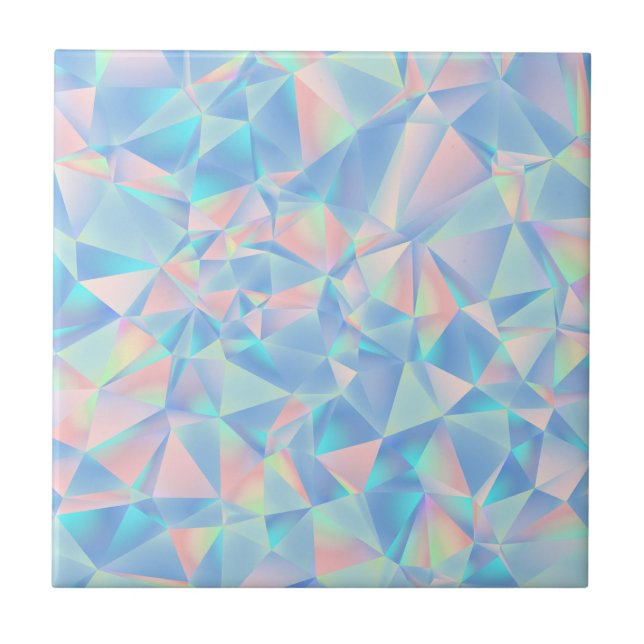 Holographic Pastel Low-Poly Geometric Crystal Tile (Front)