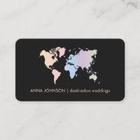 Holographic Pastel World Map Global Travel Agent