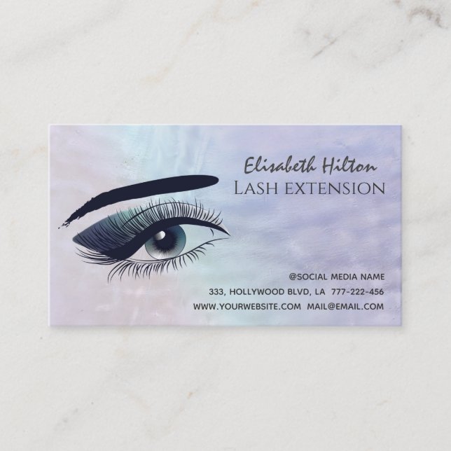 Holographic pearl alluring makeup eye  after care business card (Front)