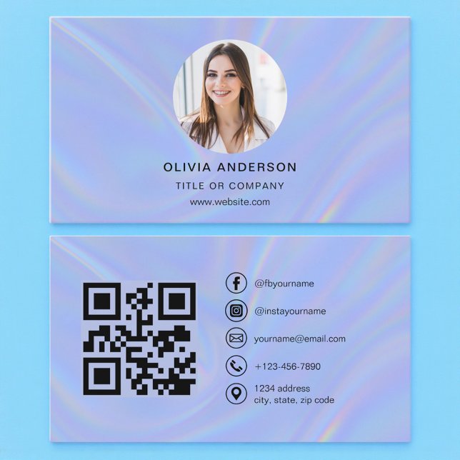 Holographic Photo with QR Code Social Media Business Card (Creator Uploaded)