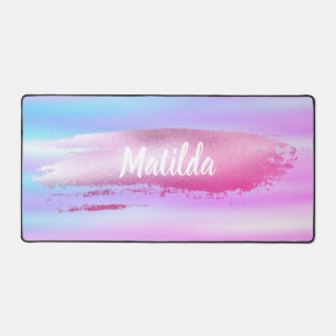 Holographic - pink design, cute desk mat