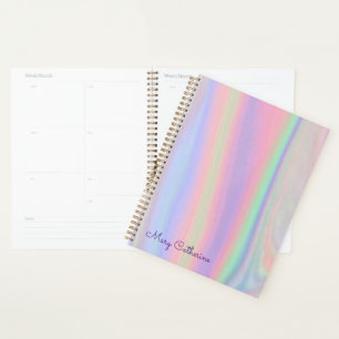 Holographic pink homework planner