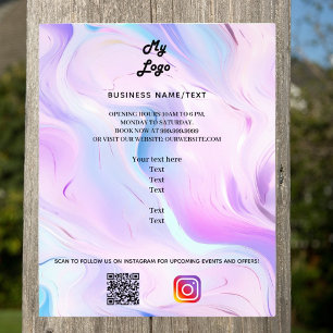 Holographic pink photo instagram business logo QR Flyer