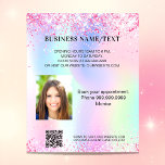 Holographic pink photo qr code business flyer<br><div class="desc">Personalise and add your name,  address,  your text,  photo,  your own QR code to your website.  Blush pink,  purple,  rose gold,  mint green,  holographc bacground decorated with faux glitter sparkles.</div>