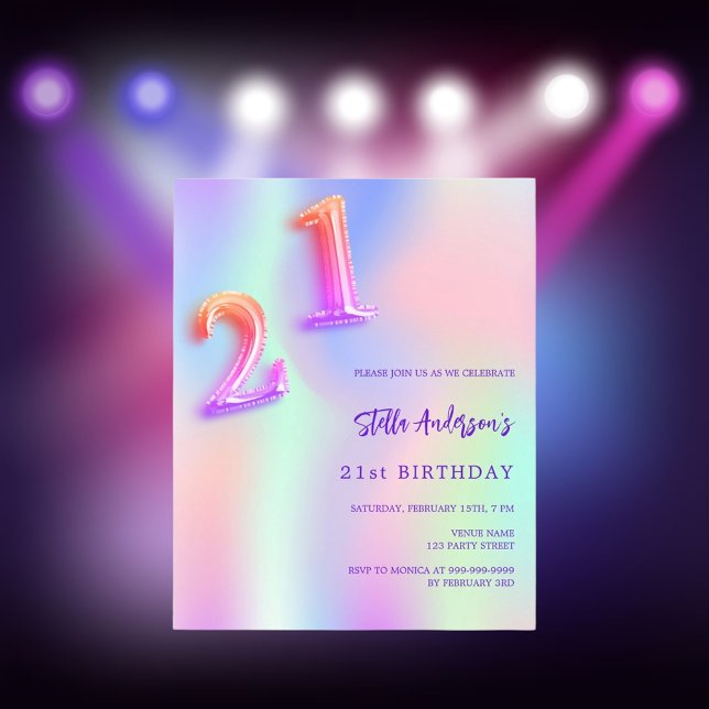 Holographic pink purple 21st birthday (Creator Uploaded)