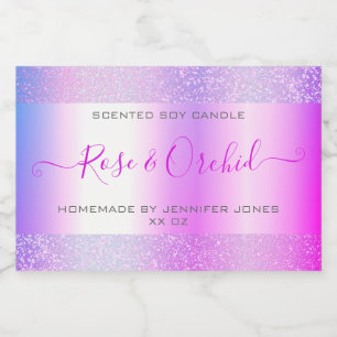 Holographic Pink Purple Ombre Glitter Packaging Food Label