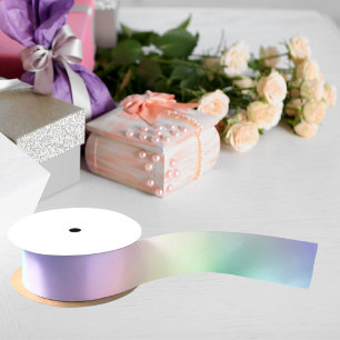 Holographic pink purple rainbow coloured satin ribbon