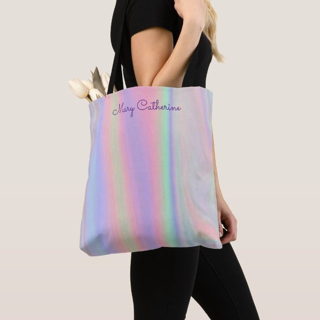 Holographic Pink School Tote Bag (Close Up)