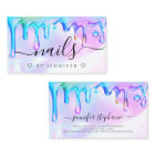 Holographic Polish Drips Nails Business Card