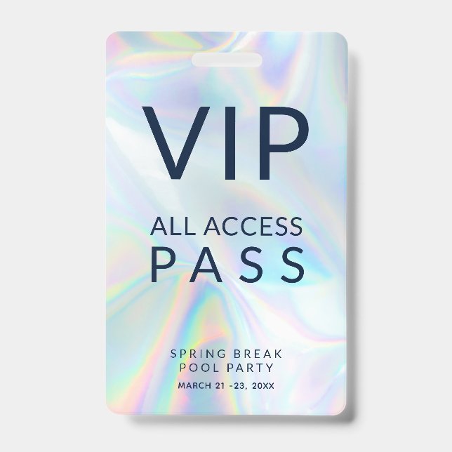 Holographic Pool Party VIP All Access Pass Event ID Badge (Front)