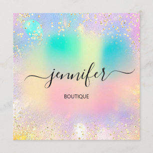 Holographic Professional Gold Confetti Unicorn Invitation