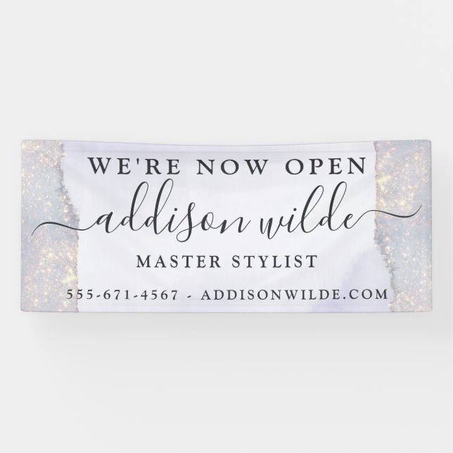 Holographic Purple Glitter Luxury Glam Business Banner (Horizontal)