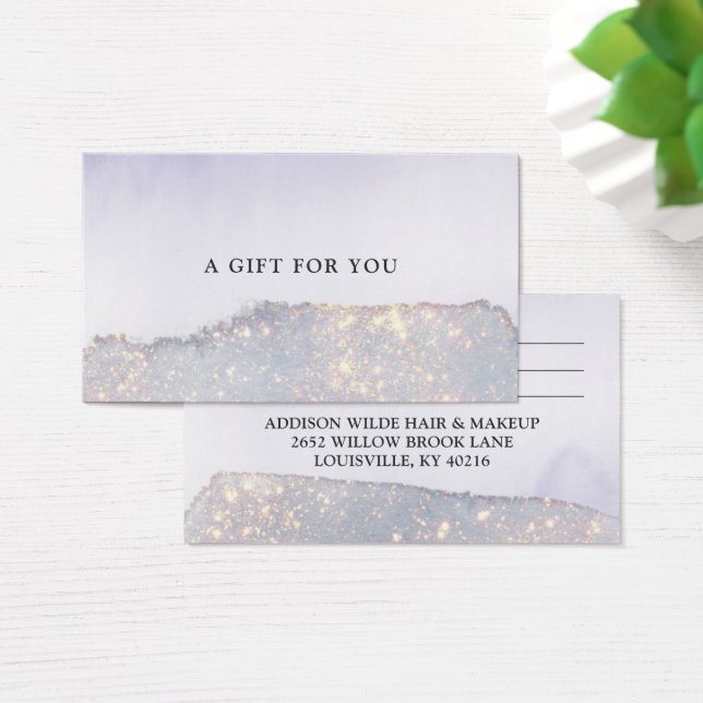 Holographic Purple Glitter Luxury Glam Gift Card (Desk)