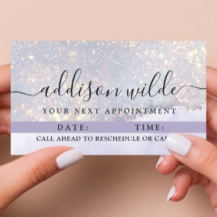Holographic Purple Glitter Luxury Glam Iridescent Appointment Card