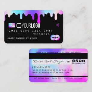 Holographic Purple & Pink Logo Credit Style Business Card