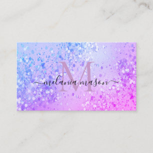 Holographic Purple Shiny Glitter Makeup Artist Business Card