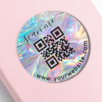 Holographic QR code and custom text round Sticker