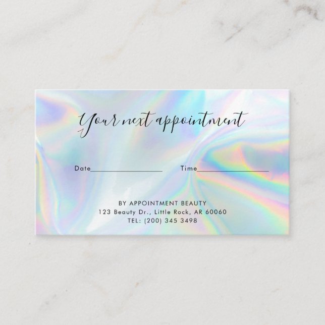 Holographic QR Code Beautician Salon Business Appointment Card (Front)