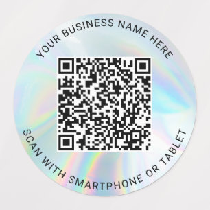 Holographic QR Code Business Name Custom