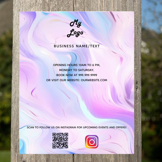 Holographic qr code instagram text business logo (Creator Uploaded)