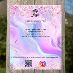 Holographic qr code instagram text business logo flyer<br><div class="desc">Personalise and add your business logo,  name,  address,  your text,  your own QR code to your instagram account. Blush pink,  purple,  blue,  holographc bacground decorated with confetti.</div>