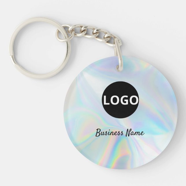 Holographic QR Code Keychain – Custom Logo Promo (Front)