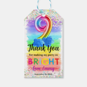 Holographic Rainbow 9th Birthday Gift Tag