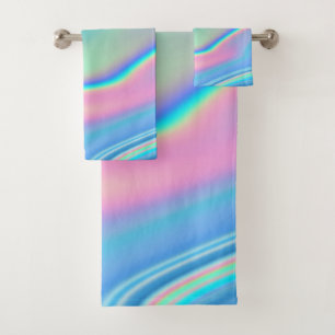 Holographic Rainbow Abstract Bath Towel Set