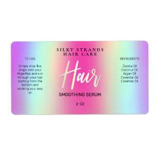 Holographic Rainbow Colored Hair Serum Labels