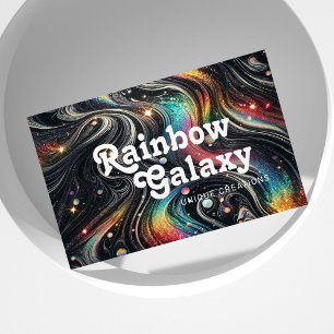 Holographic Rainbow Glitter 70s Galactic Creative Business Card
