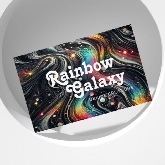 Holographic Rainbow Glitter 70s Galactic Creative  Business Card (Creator Uploaded)
