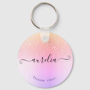 Holographic Rainbow Luxe Ombre Glitter Rain Modern Key Ring