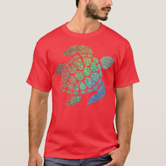 Holographic Rainbow Ombre Glitter Turtle T-Shirt