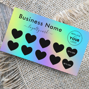 Holographic Rainbow Unicorn Cute Discount Add Logo Loyalty Card
