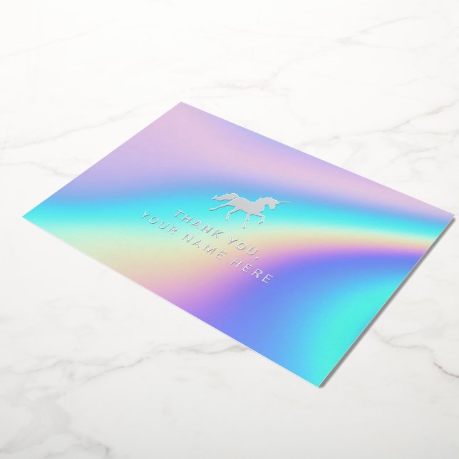 Holographic Rainbow | Unicorn Thank You Cards (Rotated)