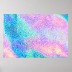 Holographic real texture in blue pink green colors poster