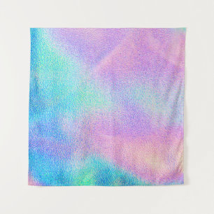 Holographic real texture in blue pink green colors tapestry