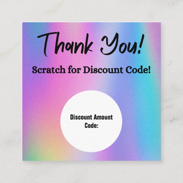 Holographic Scratch-Off Discount Cards (Back)