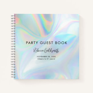 Holographic Script Birthday Party Guest Book