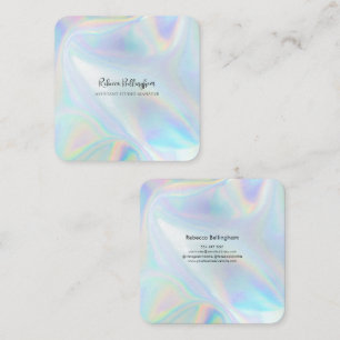 Holographic Script Business Owner Modern Square Business Card