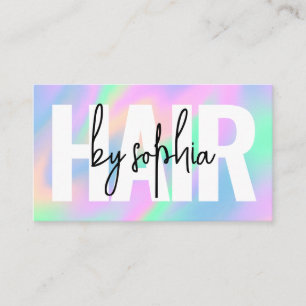 Holographic Script Hair Stylist Business Card