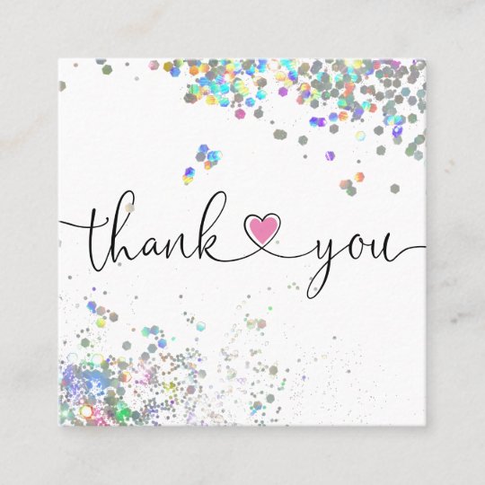 holographic script heart thank you for your order square