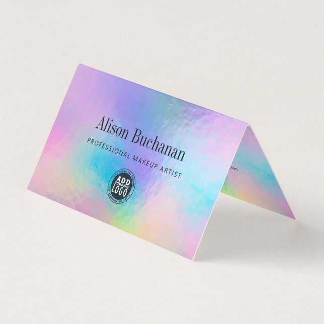 Holographic Script Manager Rainbow Iridescent Business Card (Front)